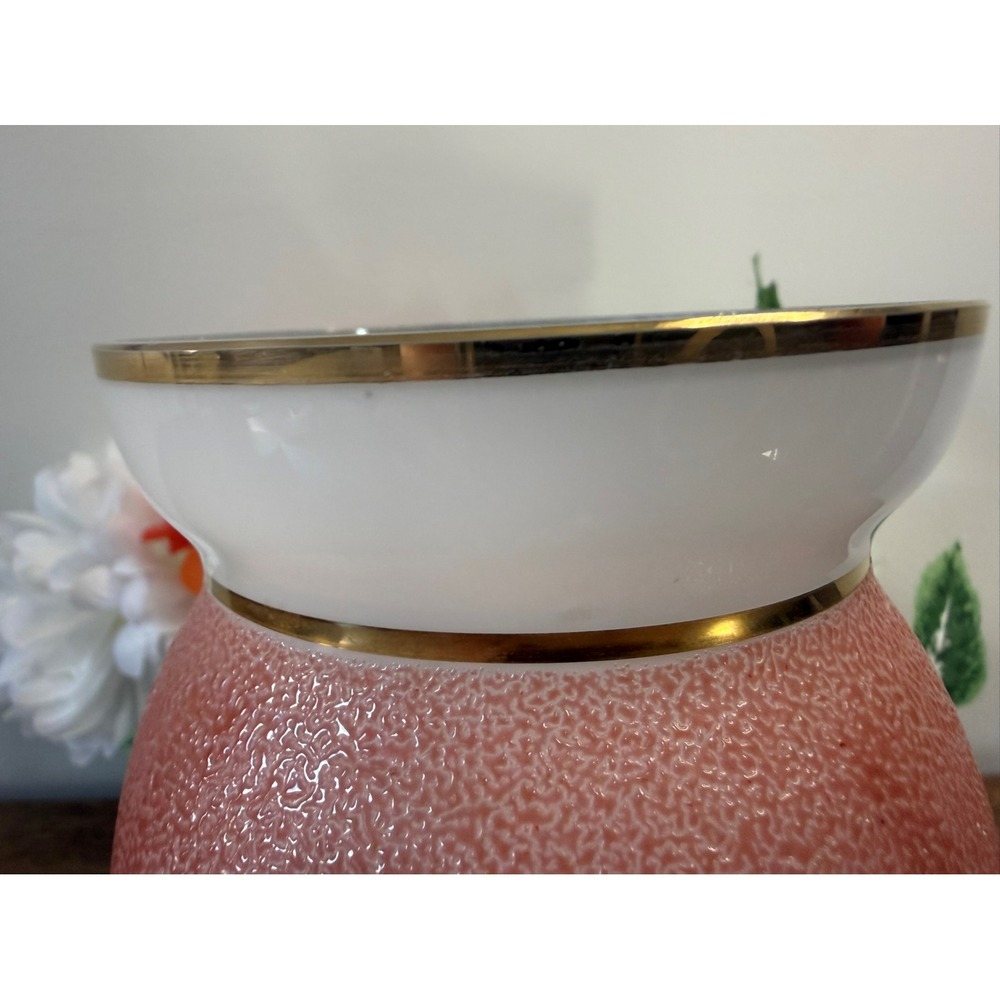 Vintage Hand-Painted Pink Textured Art‎ Glass Vase Floral Gold Accents MCM Decor - Picture 6 of 10